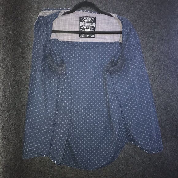 Broken Threads Mens Large Blue Navy‎ Sailor Anchor Button Up Shirt Short Sleeve - Picture 4 of 9